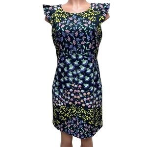 NWT Nanette LEPORE Navy Spring Shutter Sleeve Sheath Knee Midi Dress